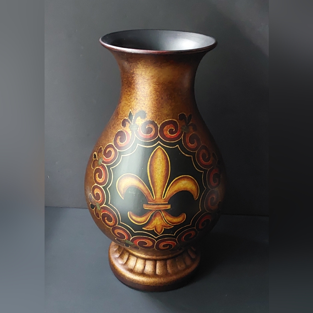 Fleur-de-Lis Bronze Metal Vase